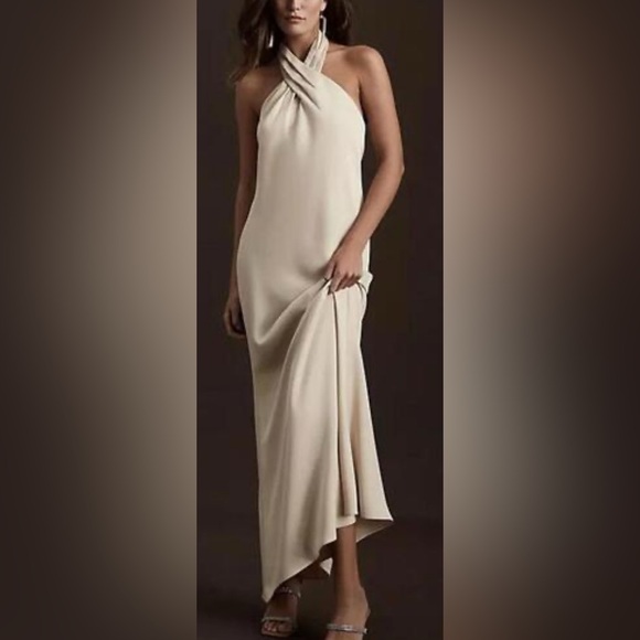 BHLDN Dresses & Skirts - BHLDN Ruby Twist Halter Neck Satin Maxi Gown. NWT